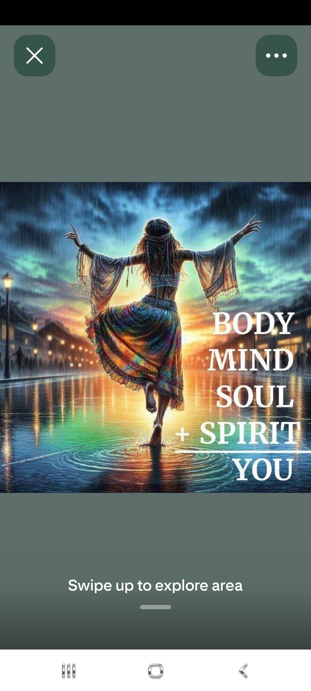 Body Mind Soul + Spirit = You — woman dancing in rain and light