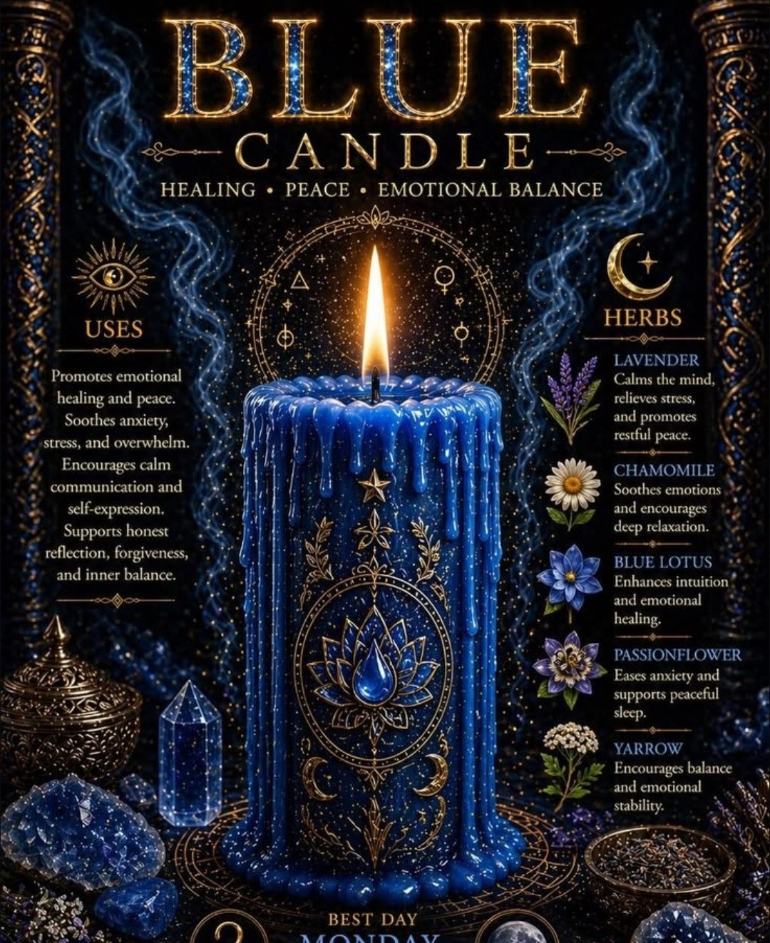 Blue Candle — Healing, Peace, Emotional Balance