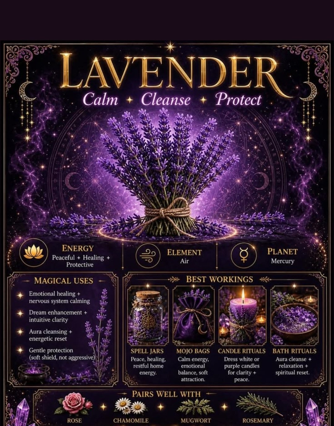 Lavender — Calm, Cleanse, Protect — Energy, Element Air, Planet Mercury