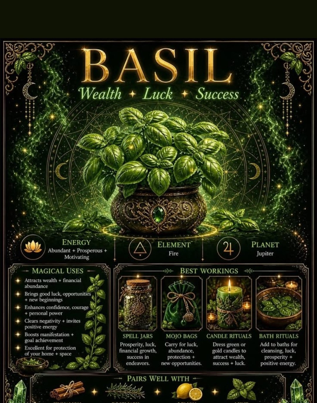 Basil — Wealth, Luck, Success — Element Fire, Planet Jupiter