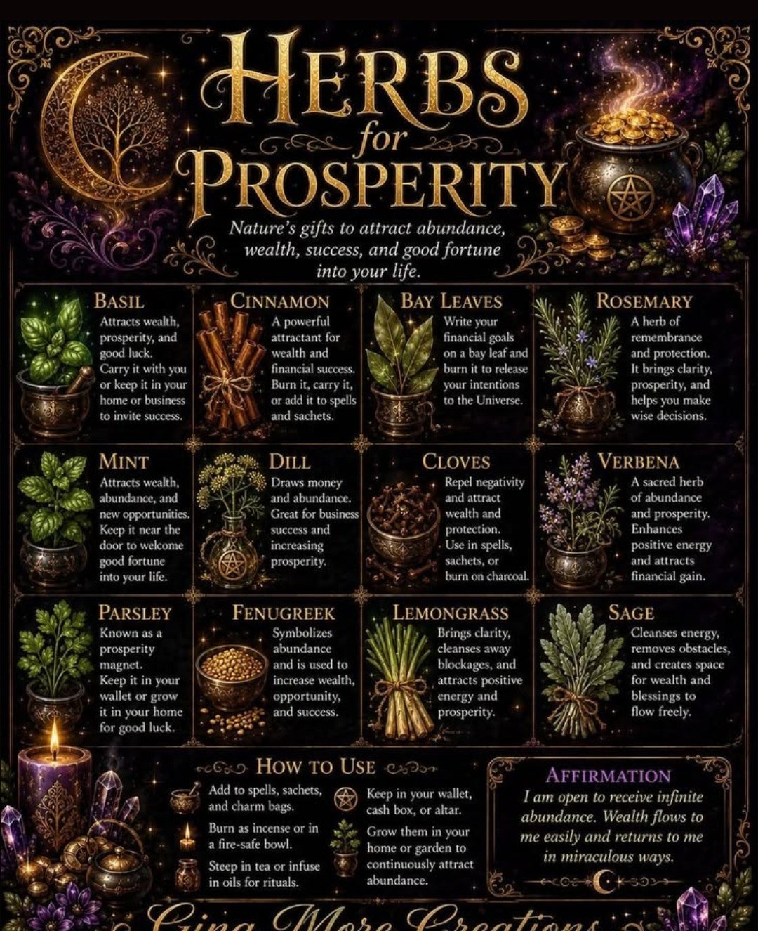 Herbs for Prosperity — Basil, Cinnamon, Bay Leaves, Rosemary, Mint, Sage