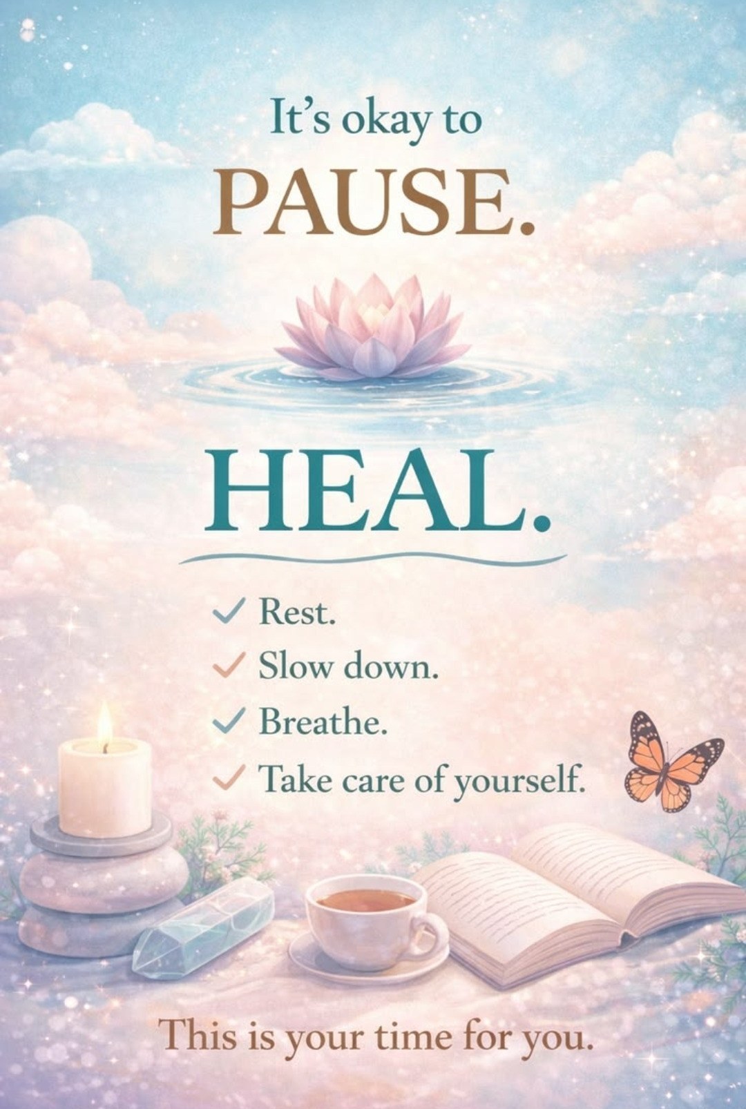 It's Okay to Pause. Heal. Rest. Slow Down. Breathe.