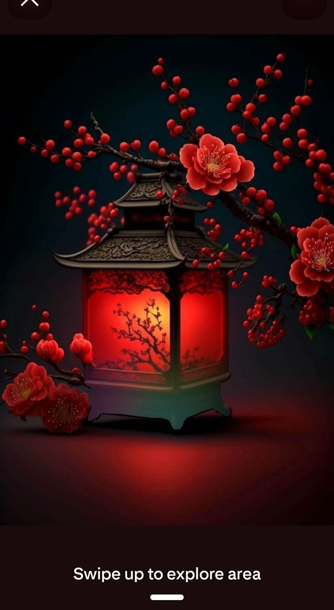 Red Chinese lantern with cherry blossom — zen garden light