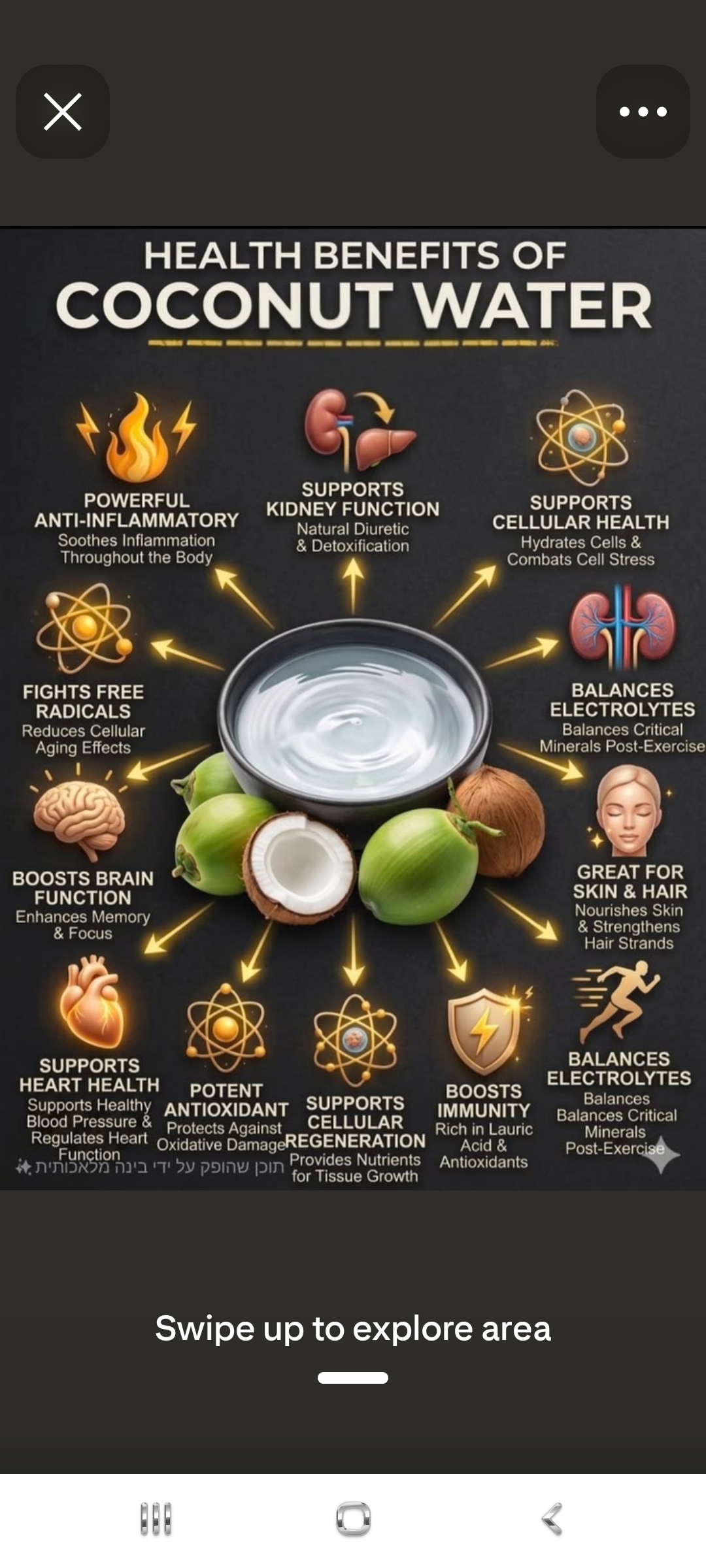 Health Benefits of Coconut Water — Anti-inflammatory, Cellular Health, Kidney Function, Brain, Heart
