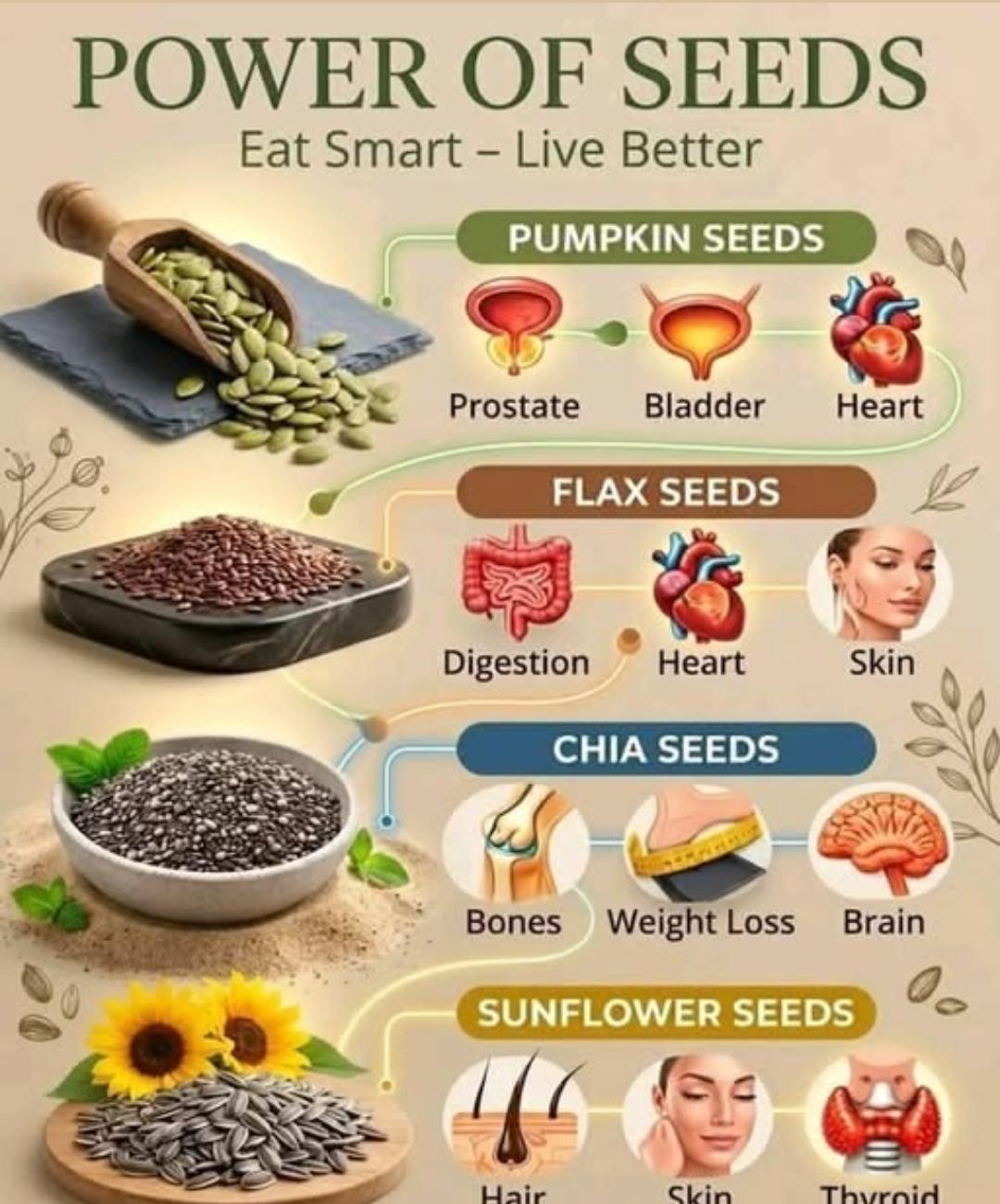 The power of seeds — pumpkin, flax, chia and sunflower seeds and what they support