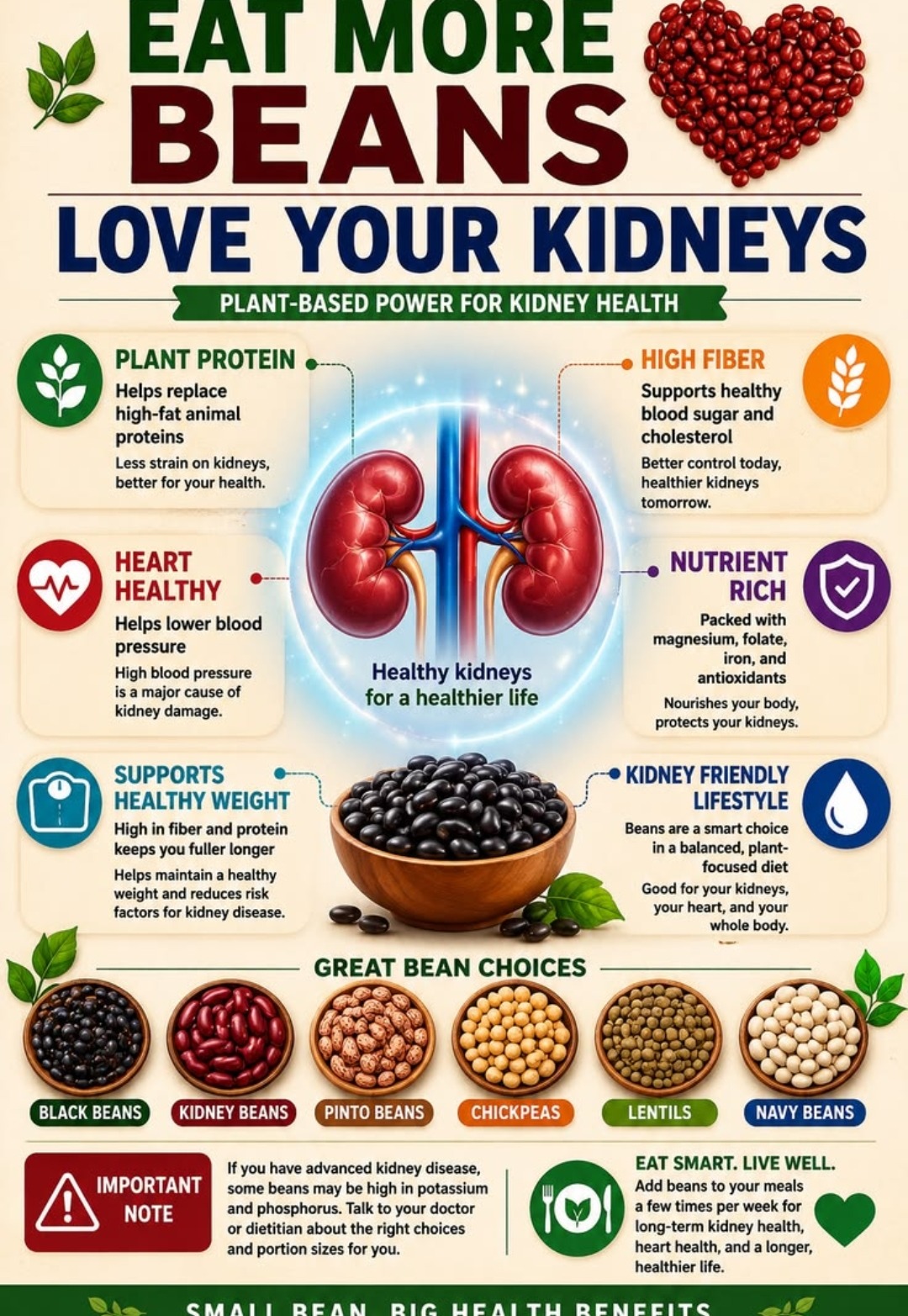 Eat More Beans, Love Your Kidneys — plant protein, high fiber, heart healthy, nutrient rich, supports healthy weight, kidney friendly lifestyle