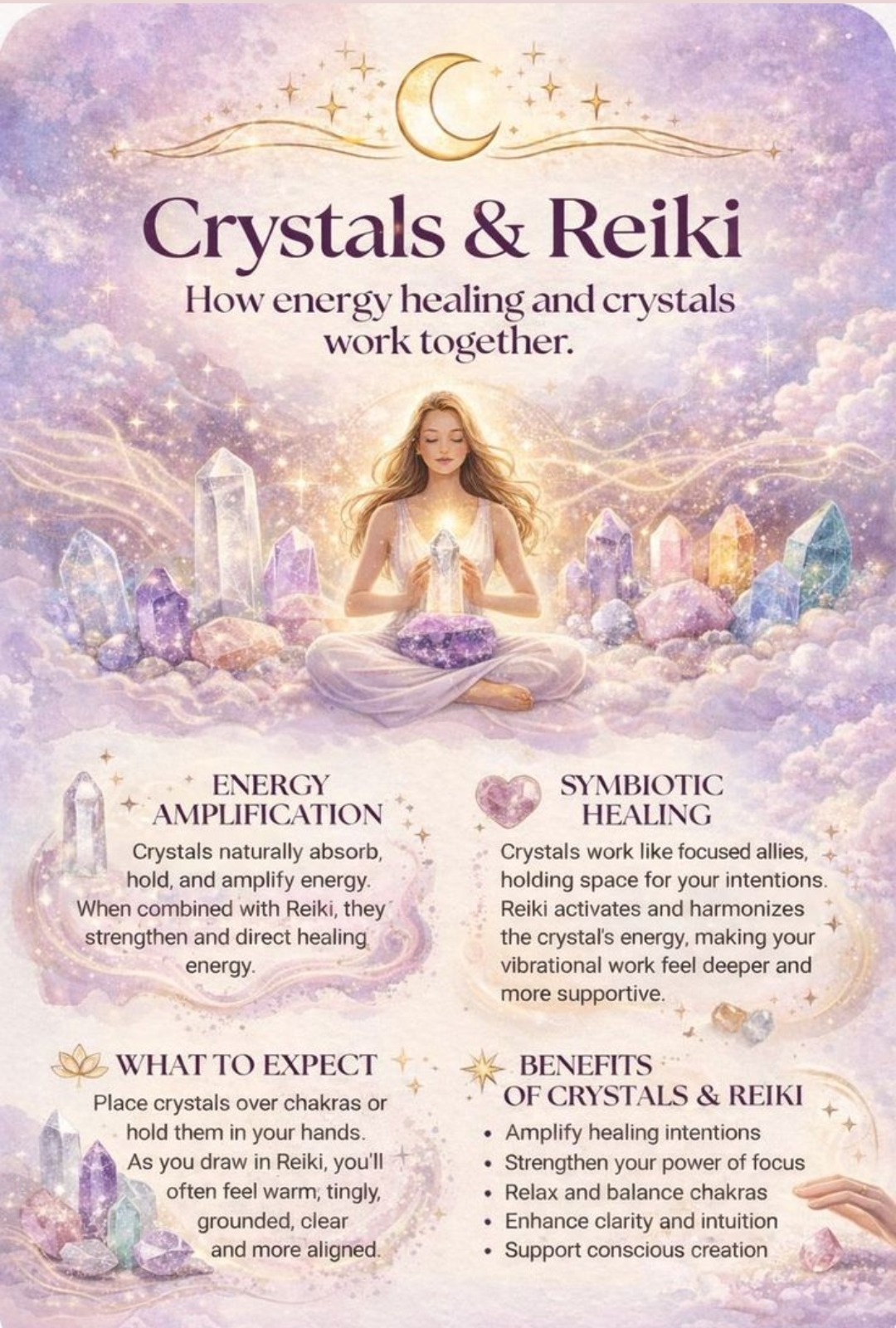 Crystals and Reiki — how energy healing and crystals work together: energy amplification, symbiotic healing