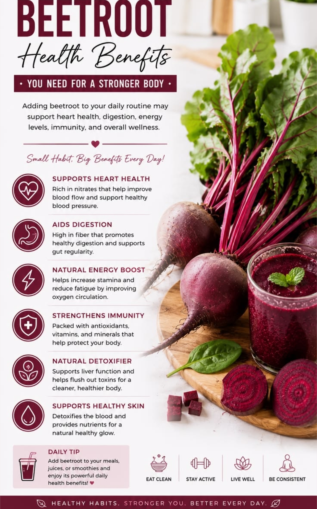 Daily beetroot health benefits — supports heart health, aids digestion, natural energy boost