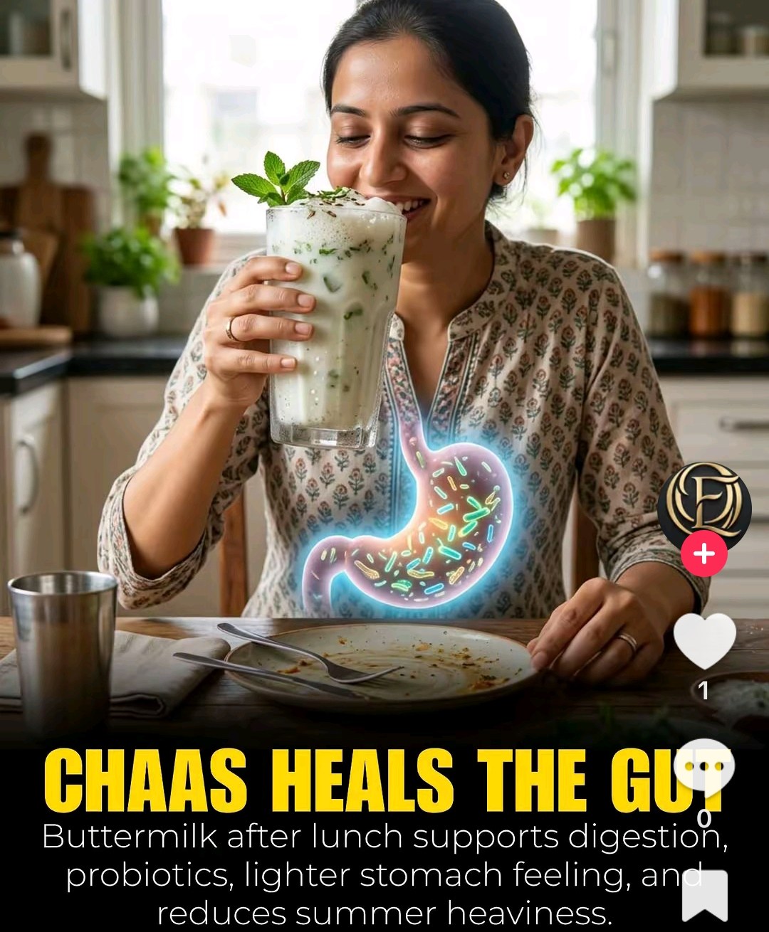 Chaas Heals the Gut — buttermilk after lunch supports digestion probiotics lighter stomach feeling and reduces summer heaviness