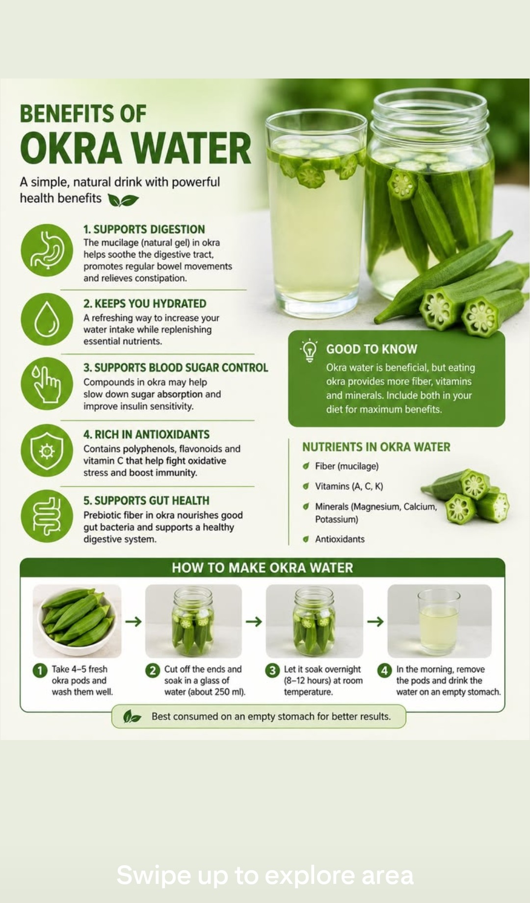Benefits of Okra Water — supports digestion, keeps you hydrated, supports blood sugar control, rich in antioxidants, supports gut health — how to make okra water