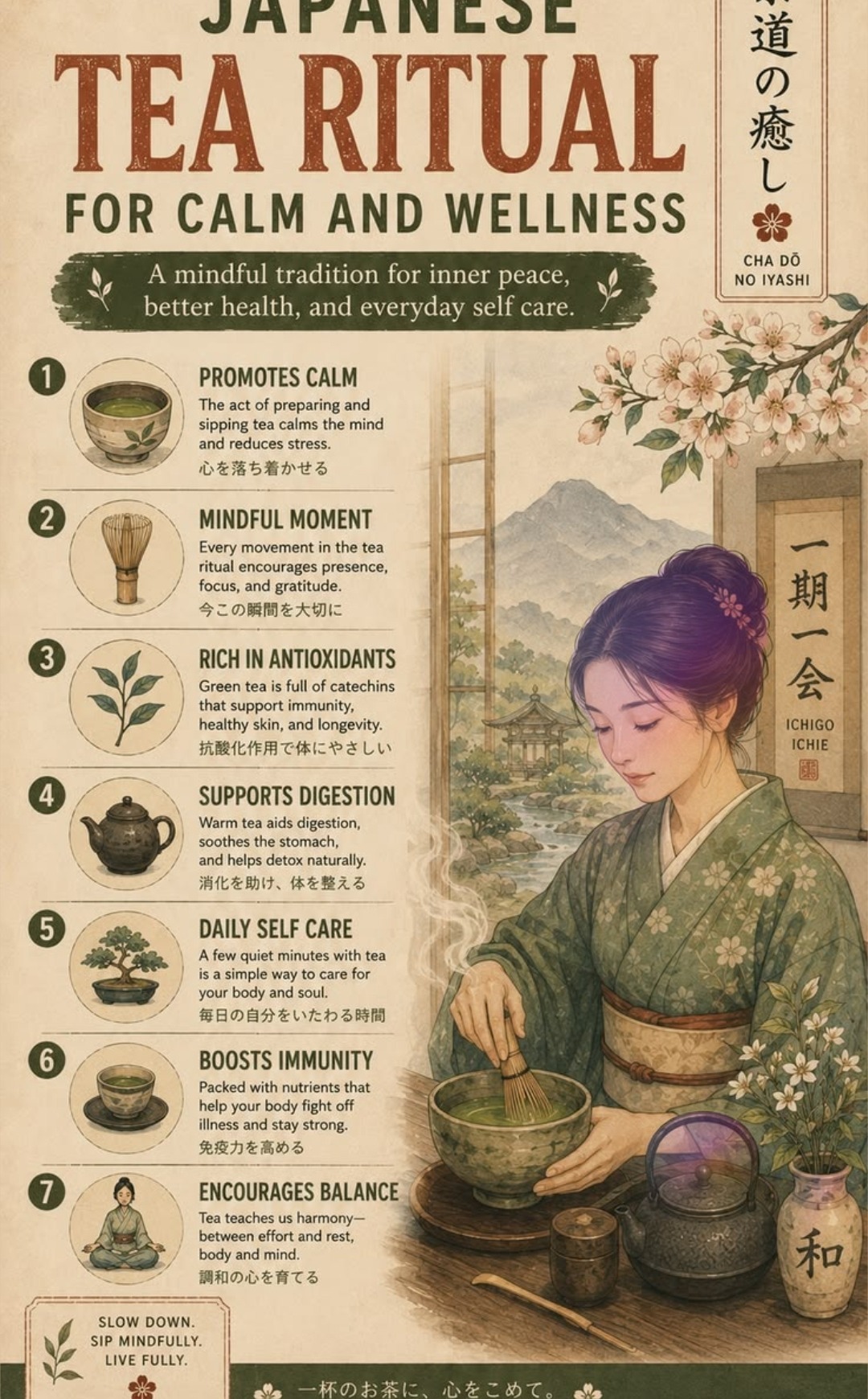 Japanese tea ritual for calm and wellness — Cha Do No Iyashi, the way of healing tea