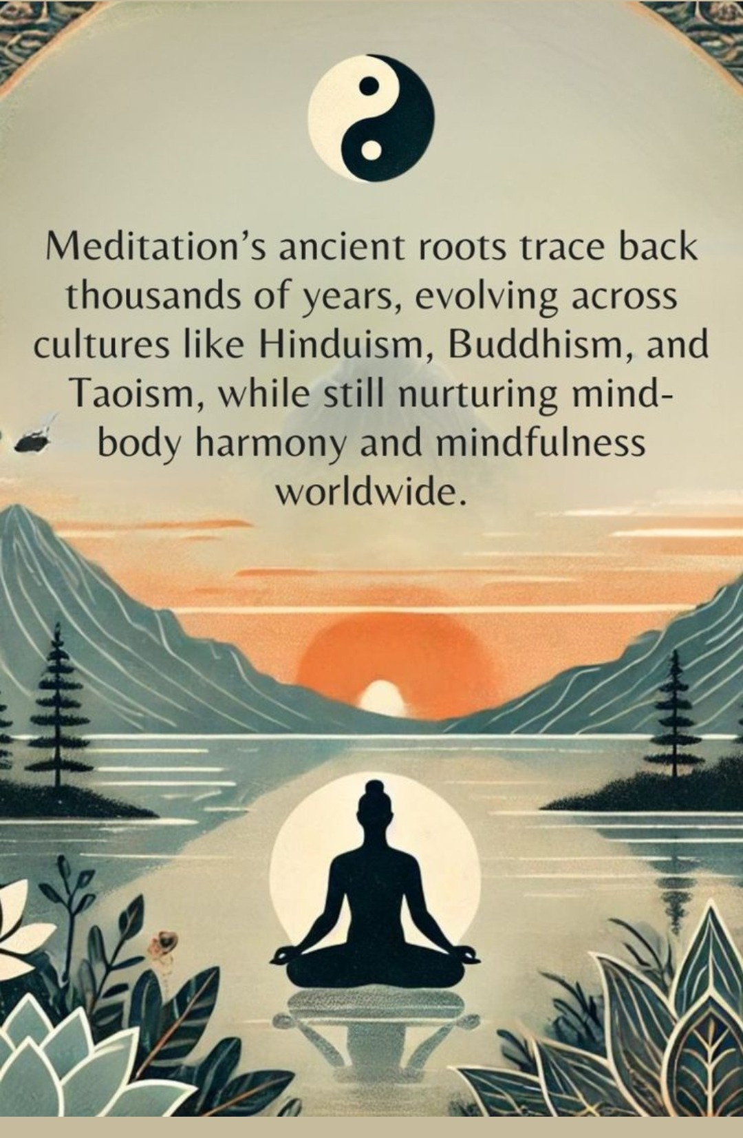 Meditation's ancient roots trace back thousands of years, evolving across cultures like Hinduism, Buddhism and Taoism, while still nurturing mind-body harmony and mindfulness worldwide