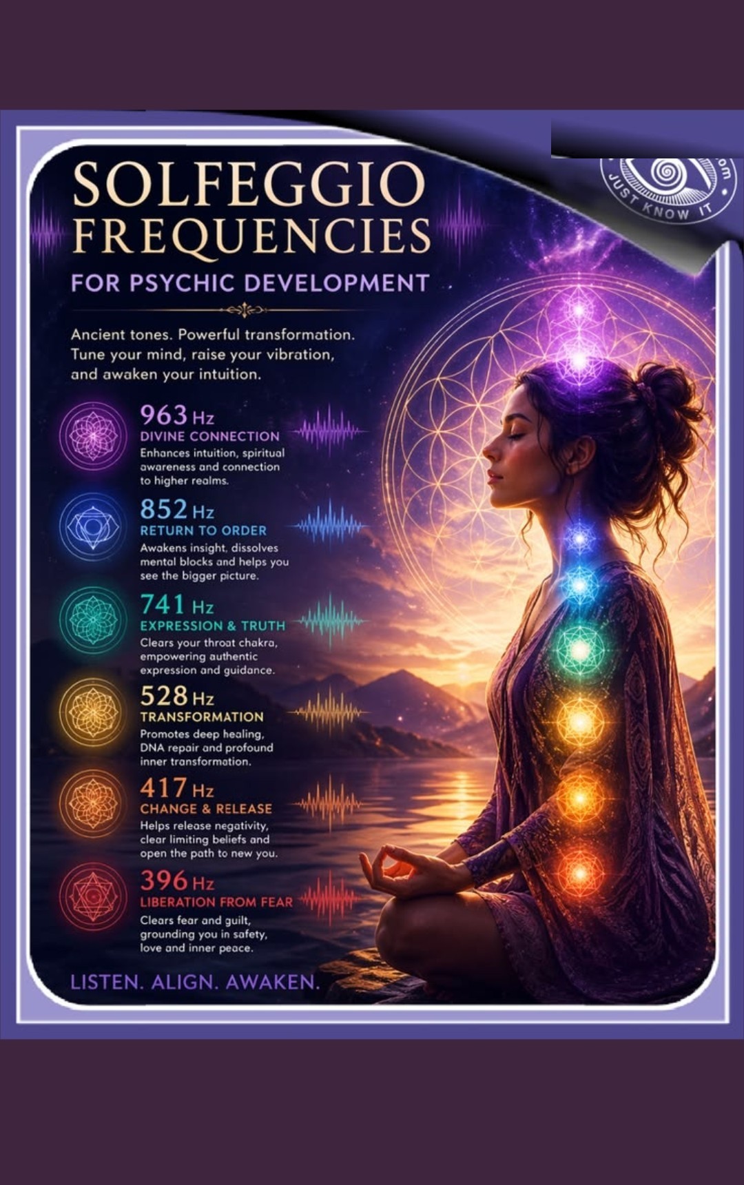 Solfeggio Frequencies for Psychic Development — 963, 852, 741, 528, 417, 396 Hz