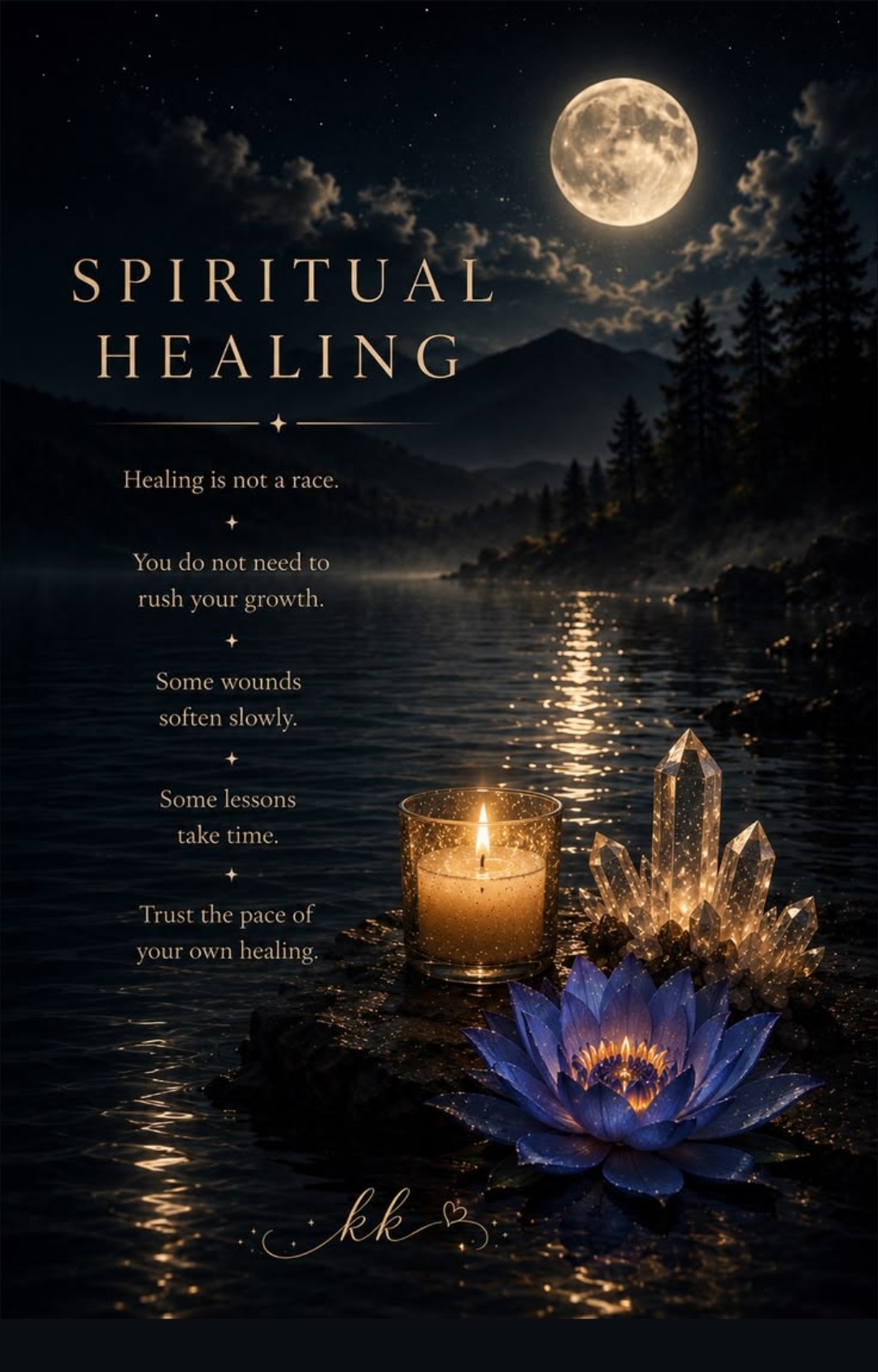 Spiritual healing — healing is not a race, you do not need to rush your growth, some wounds soften slowly, some lessons take time, trust the pace of your own healing