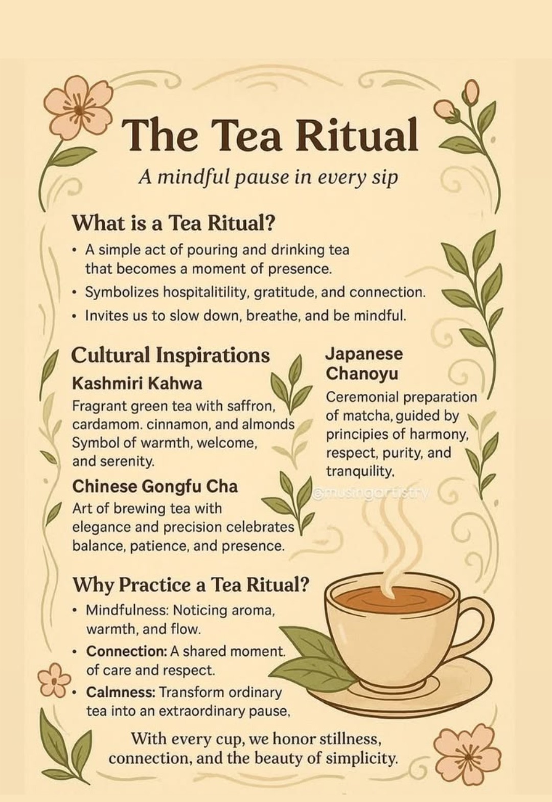 The Tea Ritual — a mindful pause in every sip, cultural inspirations from Kashmiri Kahwa, Chinese Gongfu Cha and Japanese Chanoyu